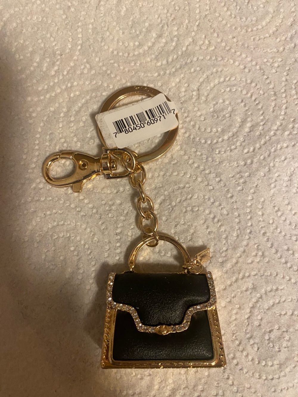Gold & Black Purse Keychain bag Charm with bling. NWT